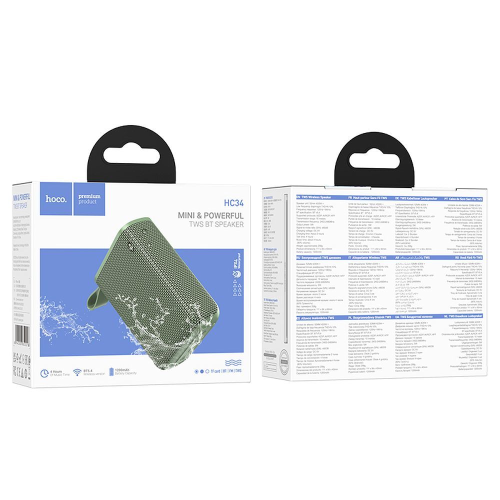 HOCO HC34 CASSA ALTOPARLANTE PORTATILE BLUETOOTH 5W 1200mAh VERDE