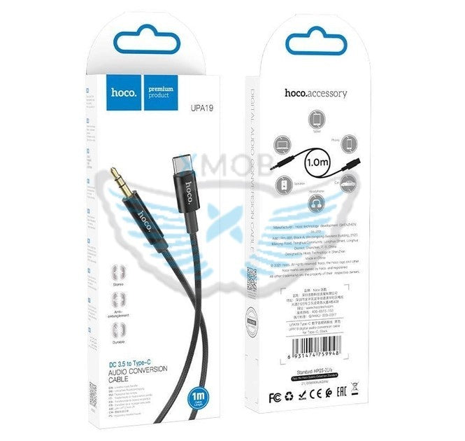 CAVO AUX HOCO UPA19 3.5mm - TYPE-C 1 METRO NERO (BLISTERATO)