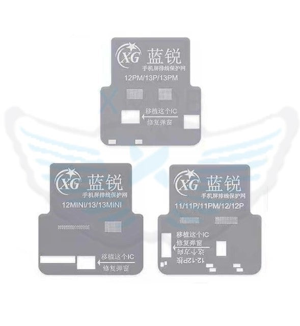 STENCIL PER REBALLING IC DEL DISPLAY IPHONE SERIE 11 / 12 / 13 / 14 / 15 ( KIT 4 PEZZI )