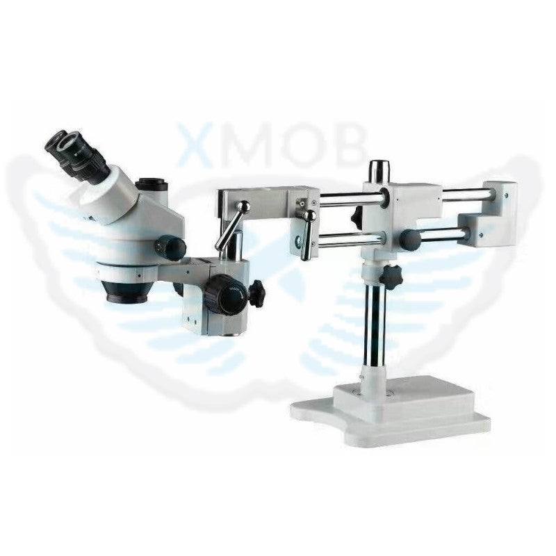 MICROSCOPIO STEREOSCOPICO TRINOCULARE CON BRACCIO GRANDE ZOOM 3.5X-180X+CAMERA HD BIANCO