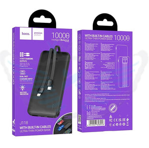 POWERBANK hoco. J118 10000mAh 2XUSB + CAVO TYPE-C + CAVO LIGHTNING 2A NERO