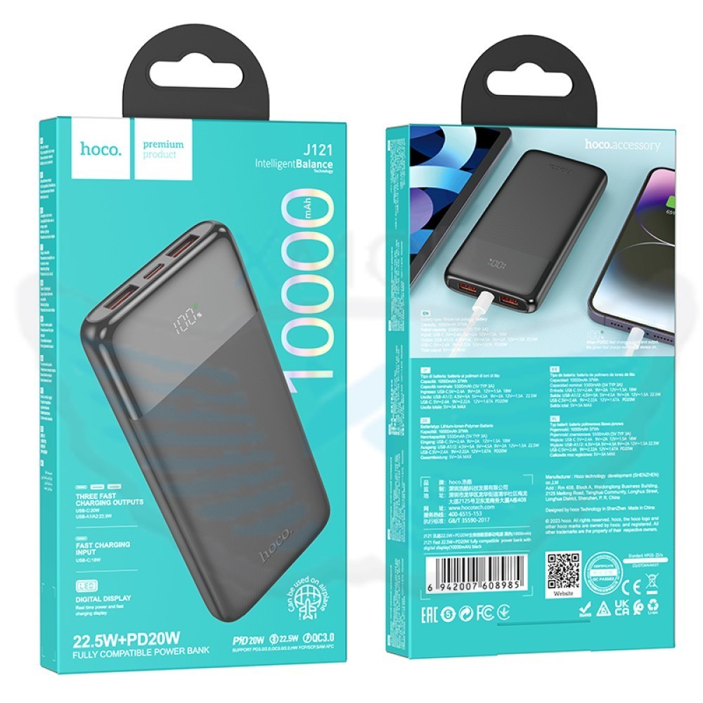 POWERBANK hoco. J121 10000mAh PD20W+QC3.0 NERO