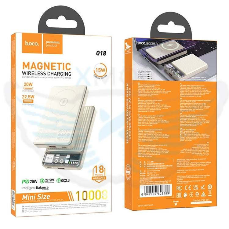 POWERBANK hoco. Q18 10000mAh PD22.5W+QC3.0 + MAGSAFE BIANCO