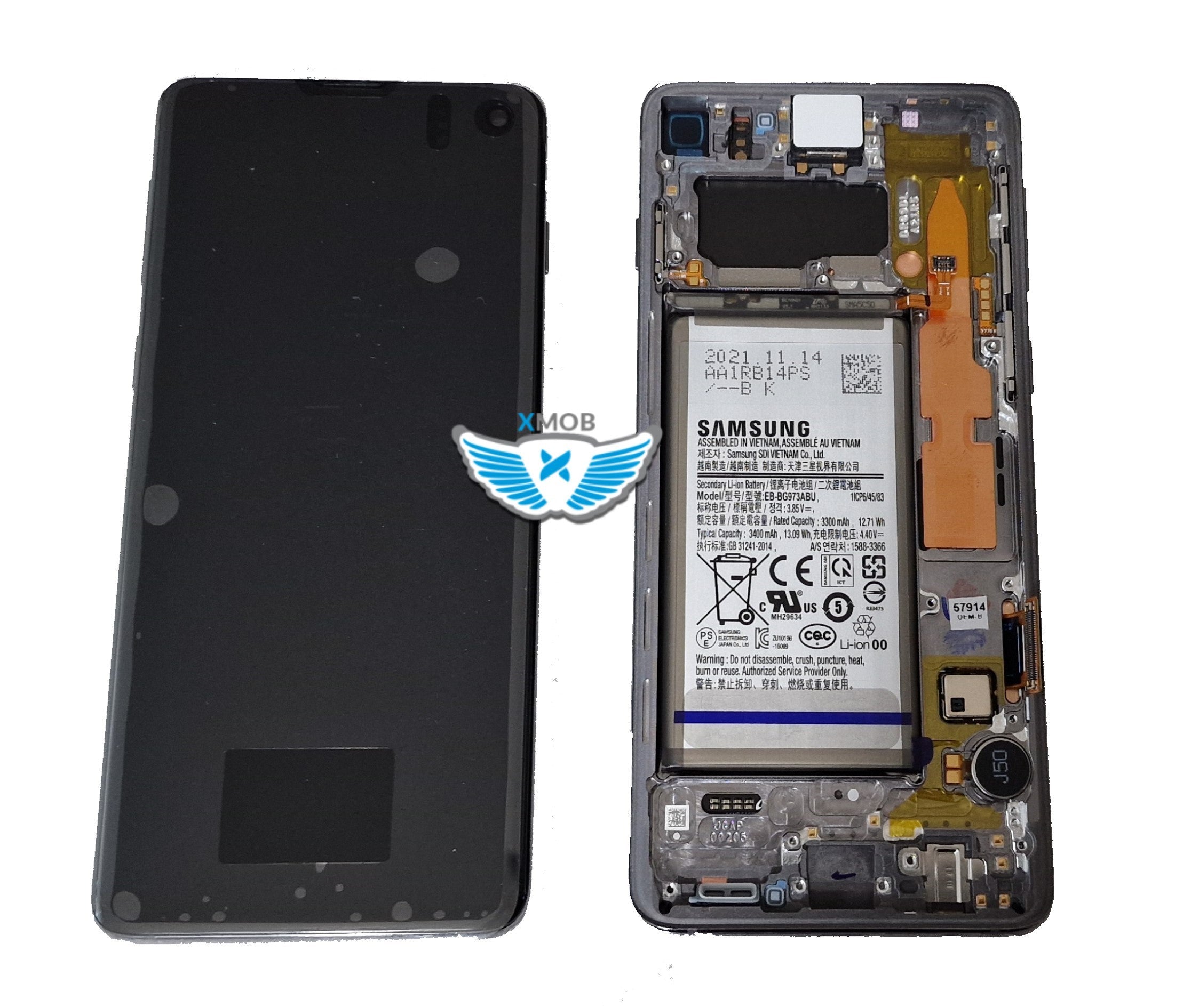 LCD SAMSUNG SM-G973 S10 NERO + BATTERIA GH82-18841A