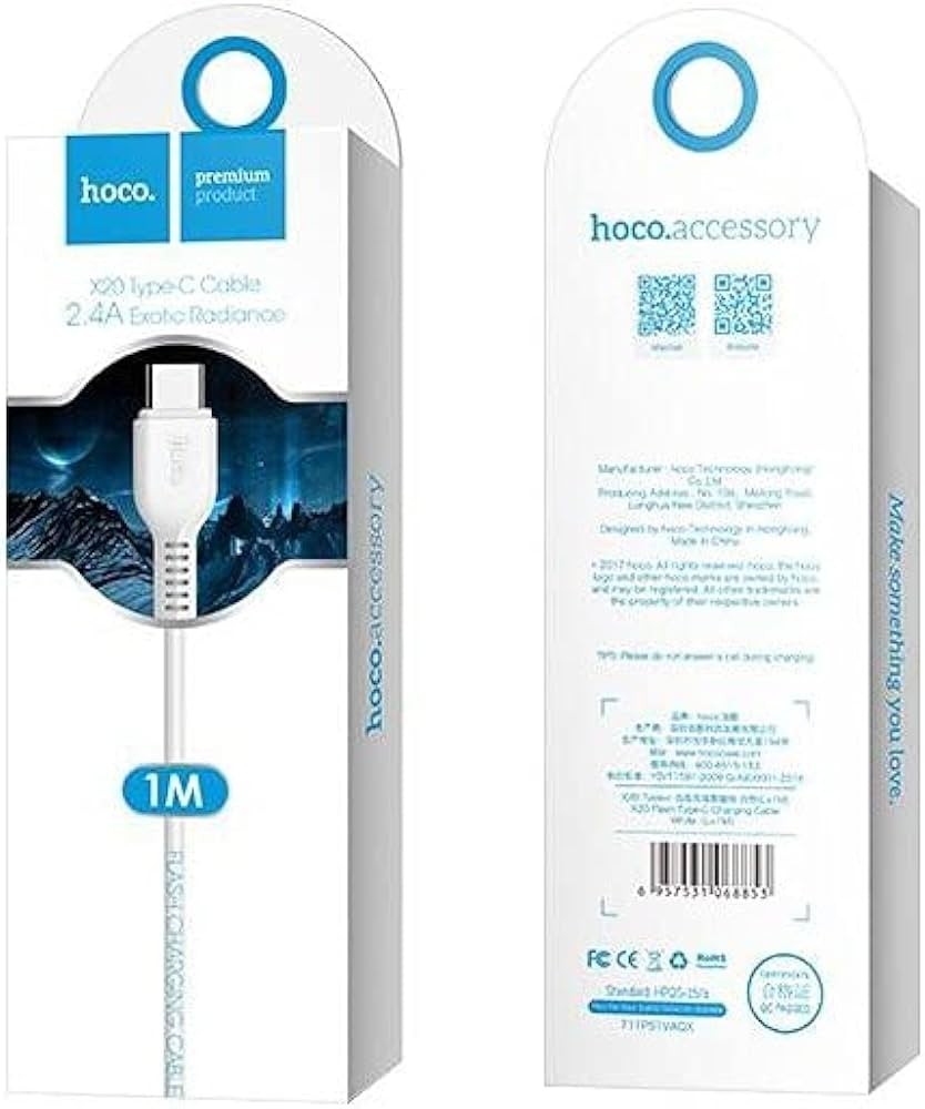 CAVO USB HOCO X20 TYPE-C BIANCO DA 1 METRO (BLISTERATO)