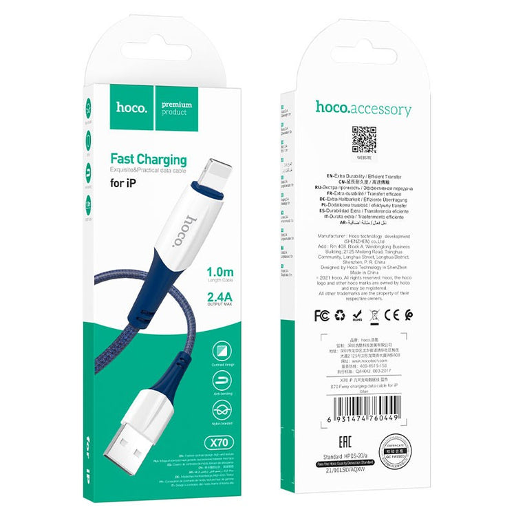 CAVO USB HOCO X70 LIGHTNING BLU (BLISTERATO)
