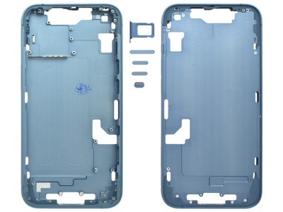 MIDDLE FRAME IPHONE 14 PLUS BLU SENZA COMPONENTI + CARRELLO SIM E TASTI ESTERNI