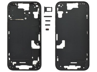 MIDDLE FRAME IPHONE 15 PLUS NERO SENZA COMPONENTI + CARRELLO SIM E TASTI ESTERNI
