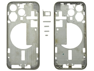 MIDDLE FRAME IPHONE 15 PRO BIANCO TITANIUM SENZA COMPONENTI + CARRELLO SIM E TASTI ESTERNI