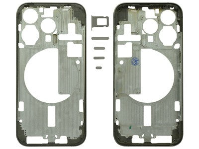 MIDDLE FRAME IPHONE 15 PRO NATURAL TITANIUM SENZA COMPONENTI + CARRELLO SIM E TASTI ESTERNI