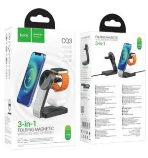 BASE PER CARICA WIRELESS HOCO CQ3 NERO 3 POSTAZIONI DI CARICA MAGSAFE 15W(BLISTERATO)