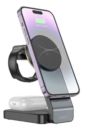 BASE PER CARICA WIRELESS HOCO CQ3 NERO 3 POSTAZIONI DI CARICA MAGSAFE 15W(BLISTERATO)