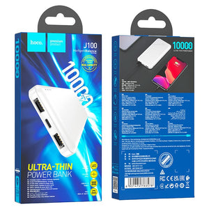 POWERBANK HOCO J100 10000mAh 2X USB+TYPE-C 2.1A BIANCO