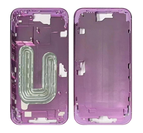 MIDDLE FRAME IPHONE 16 ROSA SENZA COMPONENTI + CARRELLO SIM E TASTI ESTERNI