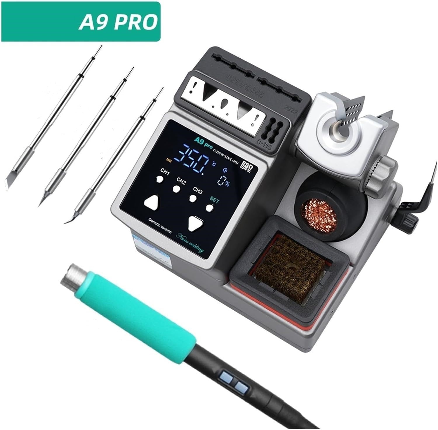 STAZIONE SALDANTE DIGITALE SUGON AIFEN A9 PRO MANIPOLO T210 ( 3 PUNTE C210 INCLUSE MODELLO I - K - IS )