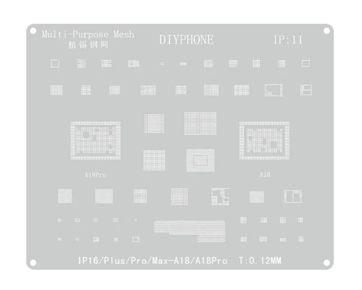 STENCIL PER REBALLING IC CHIP IPHONE 16 / 16 PLUS / 16 PRO / 16 PRO MAX , A18