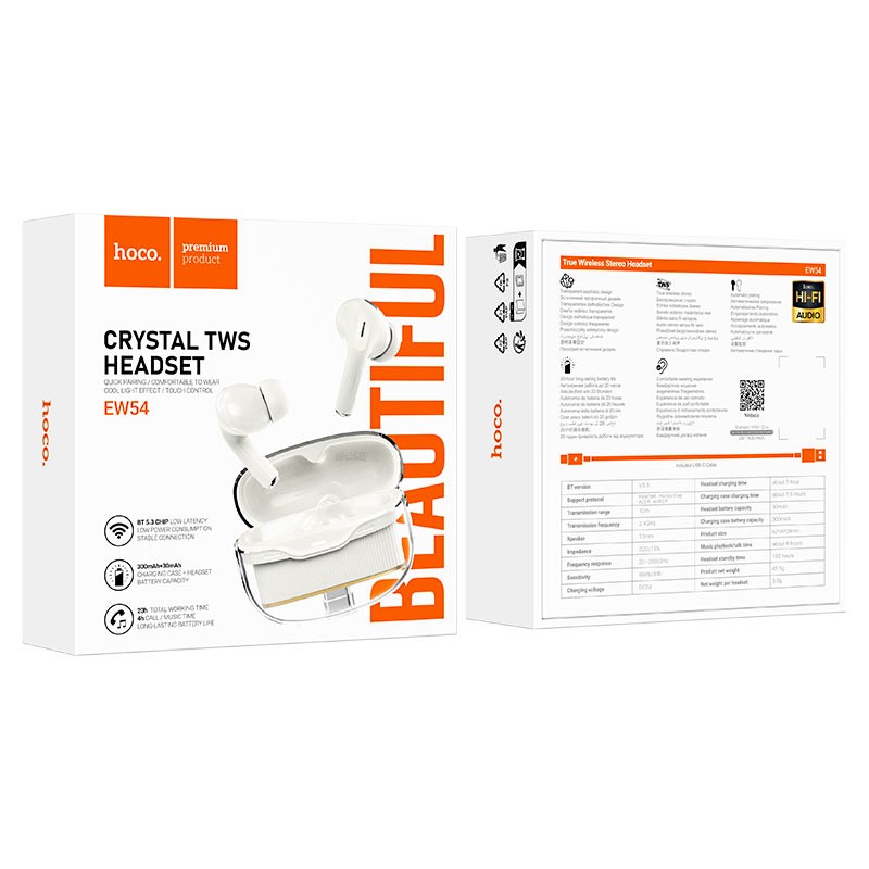 AURICOLARI HOCO EW54 BLUETOOTH + CUSTODIA/BASE DI CARICA CREMA (BLISTERATO)