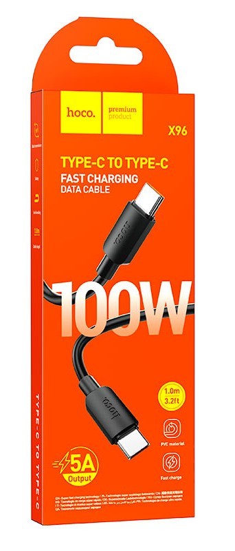 CAVO USB HOCO X96 TYPE-C/TYPE-C NERO 100W (BLISTERATO)