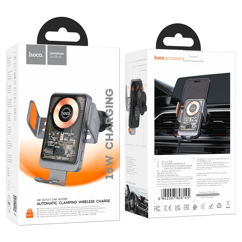 BASE/SUPPORTO DA AUTO+ CARICA WIRELESS HOCO HW7 (BLISTERATO)