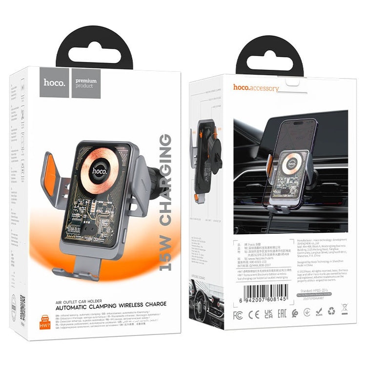 BASE/SUPPORTO DA AUTO+ CARICA WIRELESS HOCO HW7 (BLISTERATO)