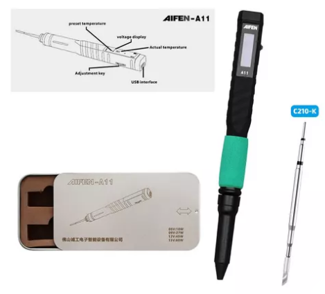 SALDATORE PORTATILE DIGITALE SUGON AIFEN A11 MANIPOLO SINGOLO ( PUNTA C210 INCLUSA MODELLO K )