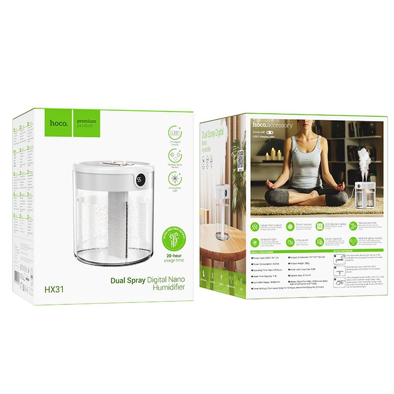HOCO HX31 UMIDIFICATORE A ULTRASUONI + DISPLAY BIANCO (BLISTERATO)