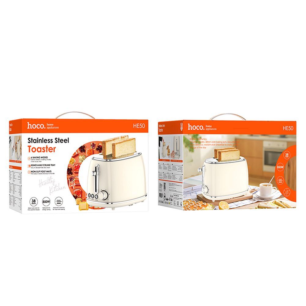 HOCO HE50 TOSTAPANE MODELLO RETRO' 850W BIANCO LATTE