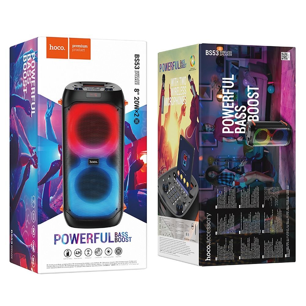 HOCO BS53 CASSA ALTOPARLANTE PORTATILE BLUETOOTH + MICROFONO WIRELESS NERO