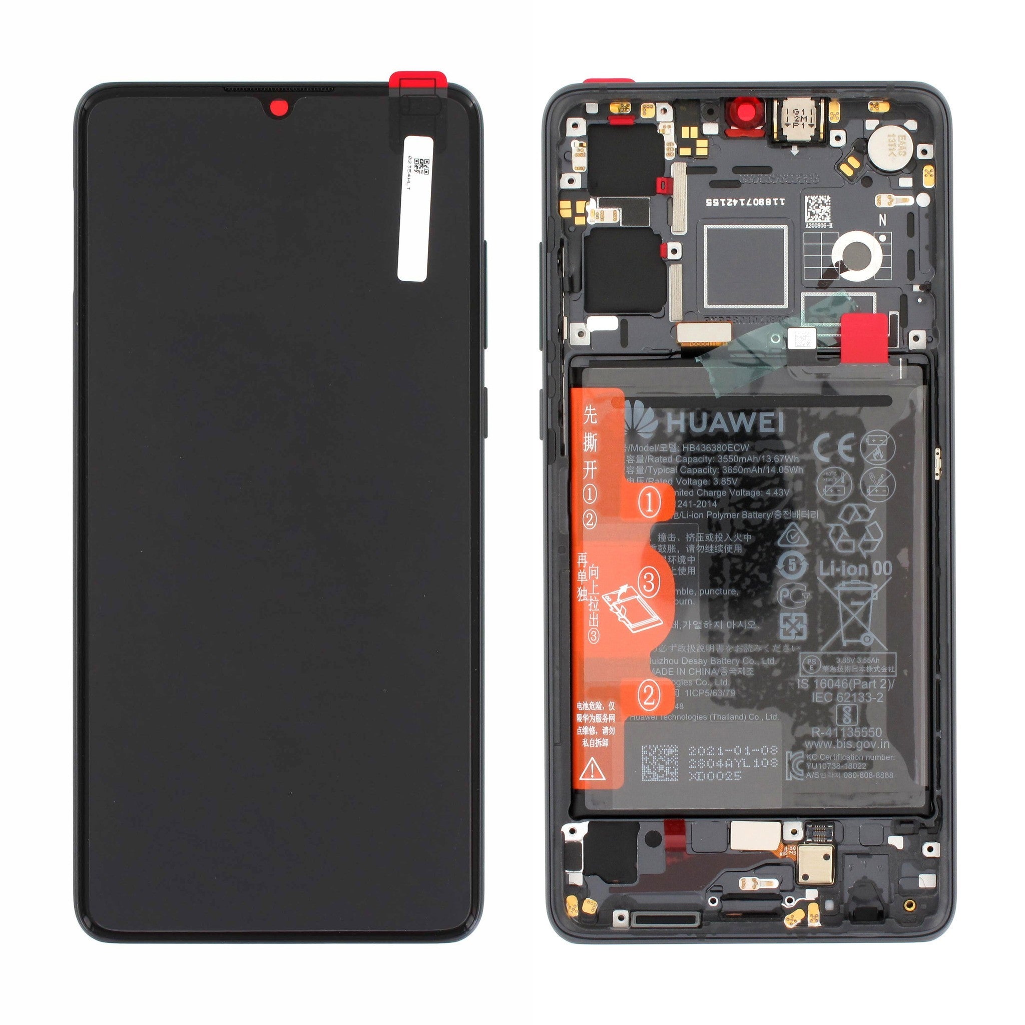 LCD ORIGINALE HUAWEI P30 (ELE-L29) NERO 02354HLT (NUOVO CODICE)