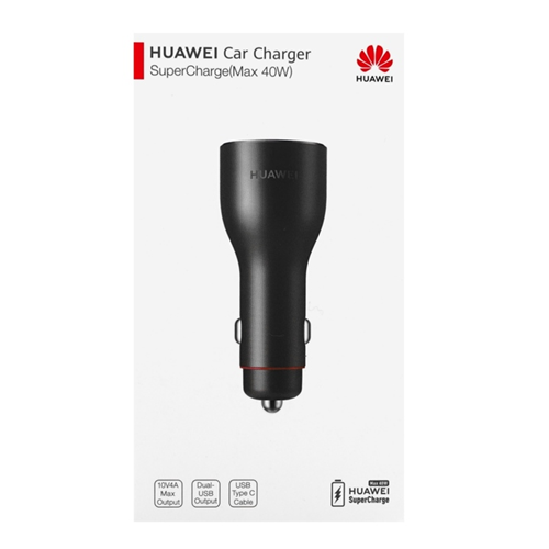 PRESA DA AUTO HUAWEI CP37 DOPPIO INGRESSO USB 40W SUPER-CHARGE NERO+ CAVO TYPE-C (BLISTERATO)