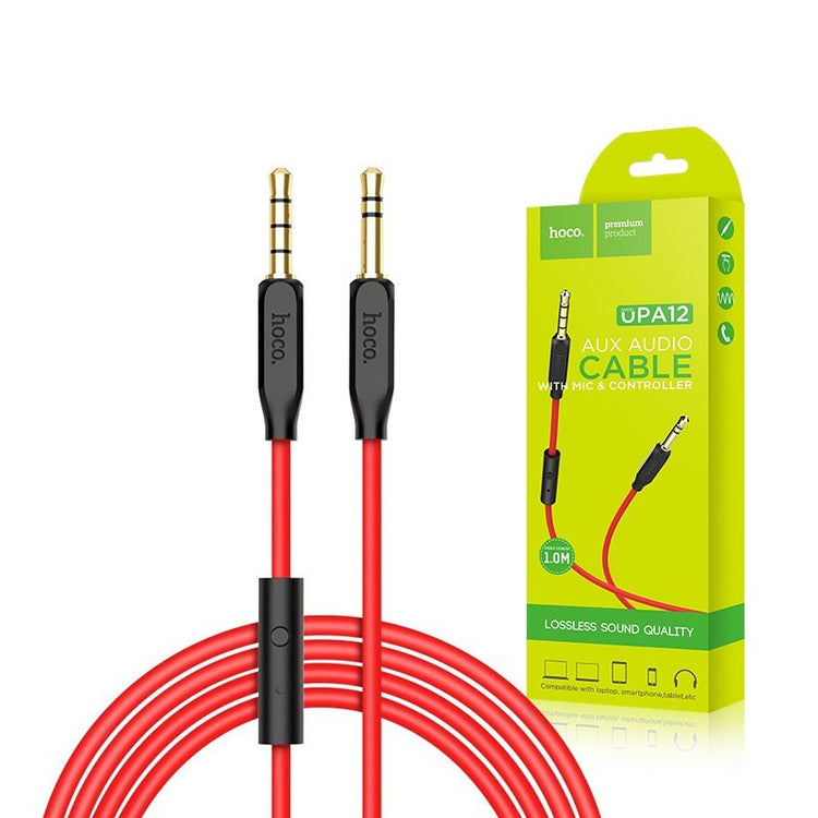 CAVO AUX HOCO UPA12 3.5mm ROSSO + MICROFONO (BLISTERATO)