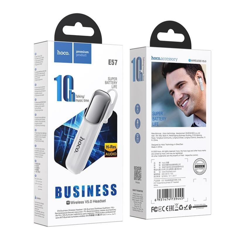 AURICOLARI HOCO BLUETOOTH E57 BIANCO (BLISTERATO)