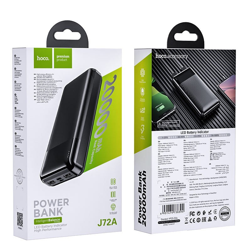 POWERBANK hoco. J72A 20000mAh 2XUSB 2A NERO
