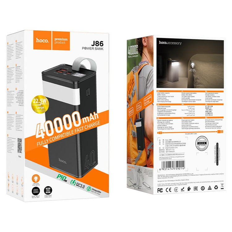 POWERBANK hoco. J86.BK 40000mAh PD22.5W+QC3.0 NERO