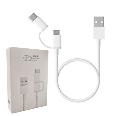 CAVO USB XIAOMI SJX02ZM COMBO MICRO-USB/TYPE-C BIANCO 1 MT (BLISTERATO)