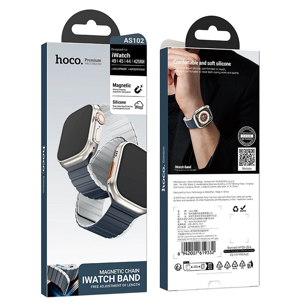 HOCO AS102 CINTURINO PER APPLE WATCH 38 / 40 / 41mm IN SILICONE BLU E GRIGIO (BLISTERATO)