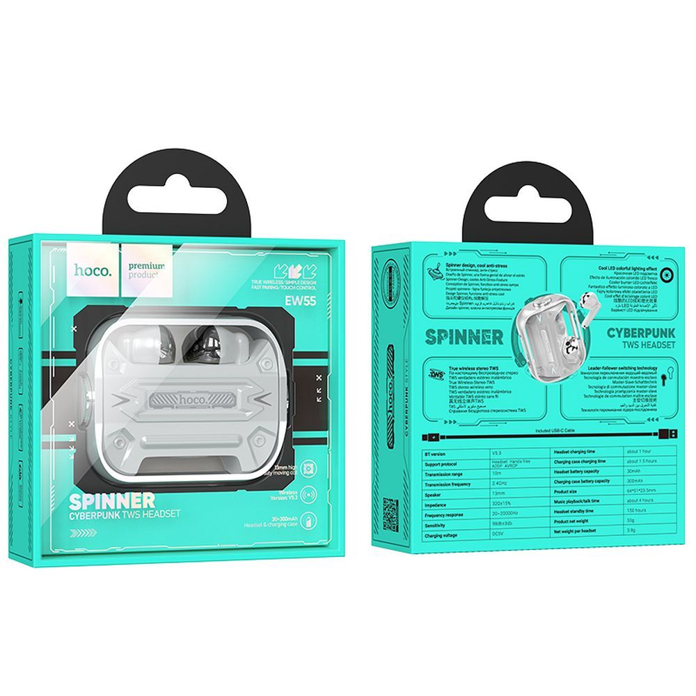 AURICOLARI HOCO EW55 BLUETOOTH + CUSTODIA/BASE DI CARICA SILVER (BLISTERATO)