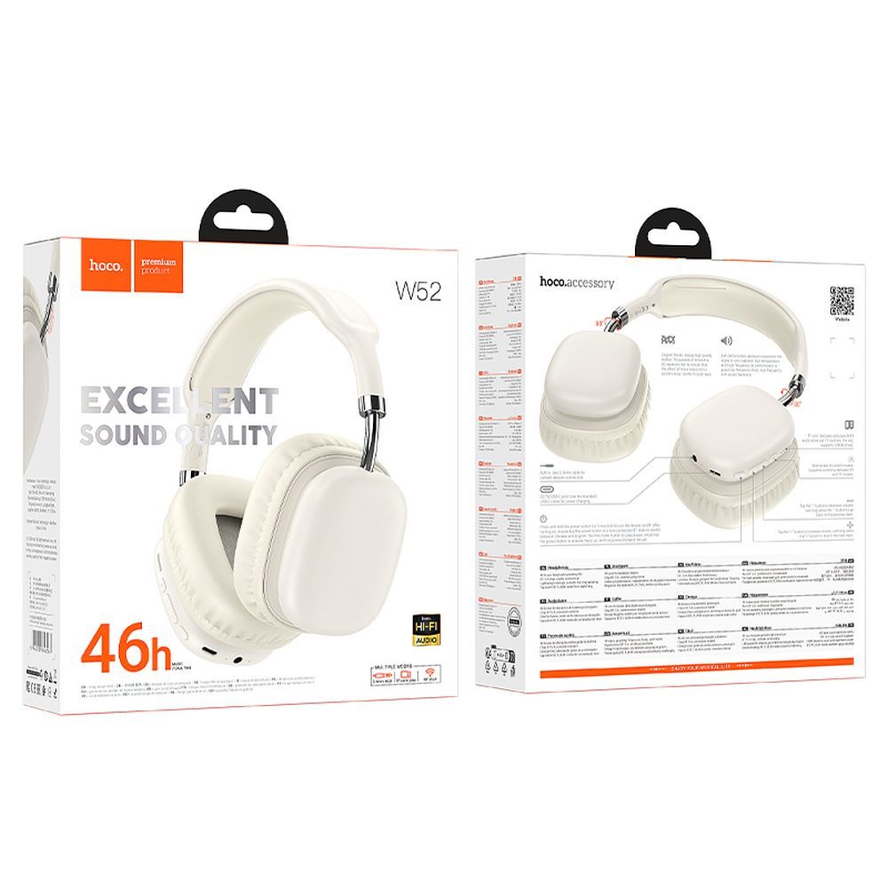 CUFFIE HOCO + MICROFONO BLUETOOTH W52 BIANCO (BLISTERATO)