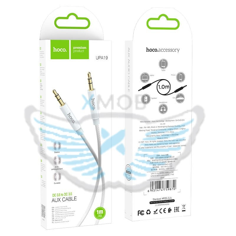 CAVO AUX HOCO UPA19 3.5mm 1 METRO SILVER (BLISTERATO)