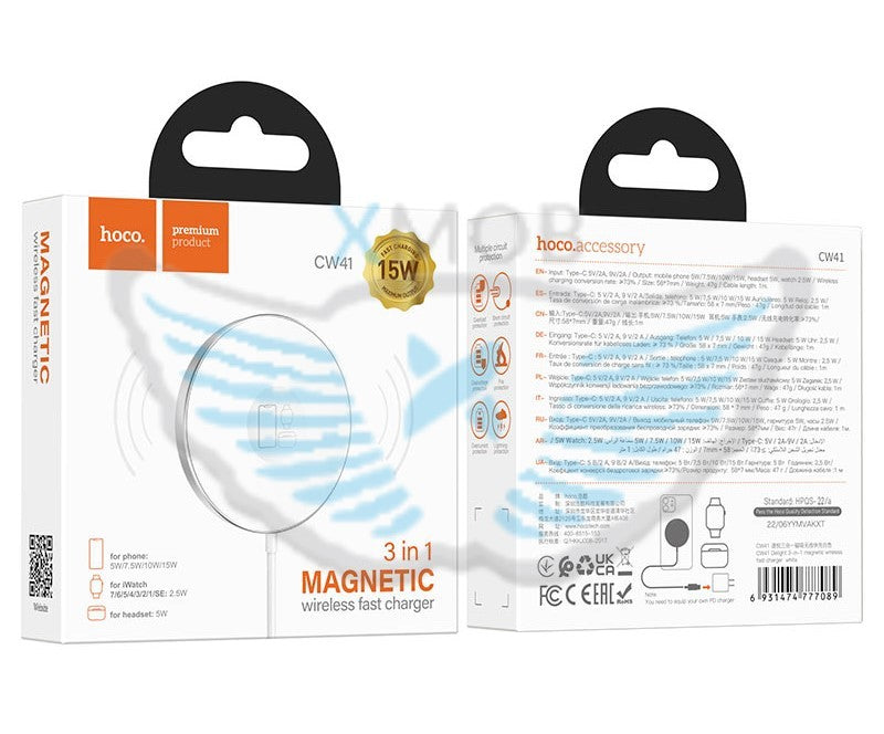 CARICABATTERIE INDUTTIVO HOCO CW41 15W MAGSAFE BIANCO