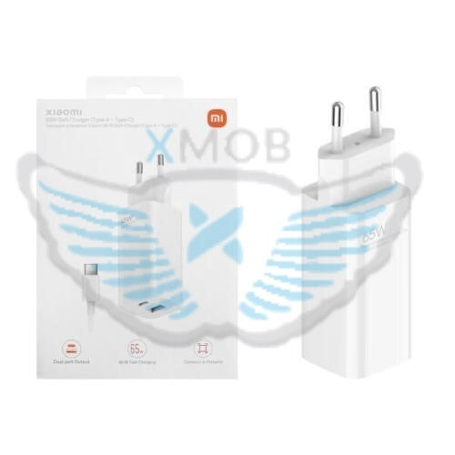 PRESA XIAOMI MI GaN EP-BHR5515GL 1 USB+1 TYPE-C SUPER FAST CHARGE 65W + CAVO TYPE-C BIANCO (BLISTERATO)