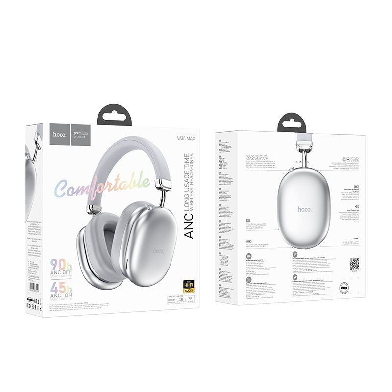 CUFFIE HOCO + MICROFONO BLUETOOTH W35 MAX ANC BIANCO (BLISTERATO)