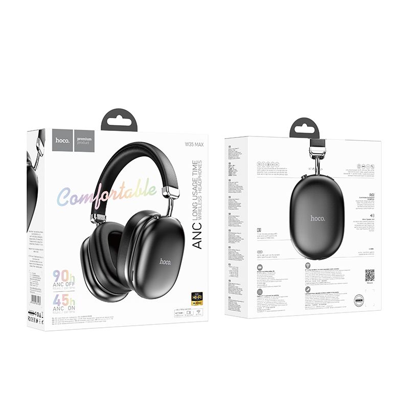 CUFFIE HOCO + MICROFONO BLUETOOTH W35 MAX ANC NERO (BLISTERATO)