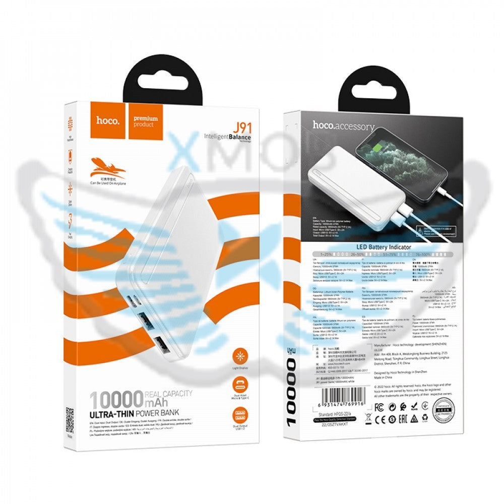 POWERBANK hoco. J91.WH 10000mAh 2XUSB 2A BIANCO