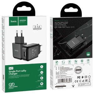 PRESA USB HOCO N2 SINGLE PORT NERO 2.1A (BLISTERATO)
