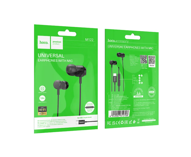 AURICOLARI HOCO M122 TYPE-C NERO (BLISTERATO)