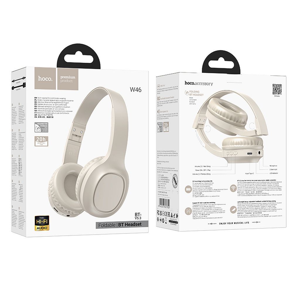 CUFFIE HOCO + MICROFONO BLUETOOTH W46 BIANCO (BLISTERATO)