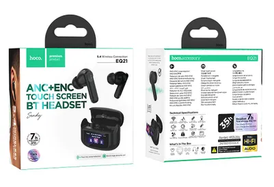 AURICOLARI HOCO EQ21 BLUETOOTH + CUSTODIA/BASE DI CARICA NERO (BLISTERATO)