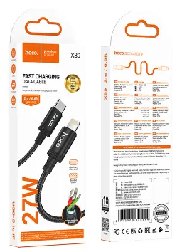 CAVO USB HOCO X89 TYPE-C/LIGHTNING 27W DA 2 METRI NERO (BLISTERATO)