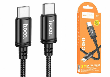 CAVO USB HOCO X91 TYPE-C/TYPE-C 60W 3A DA 3 METRI NERO (BLISTERATO)
